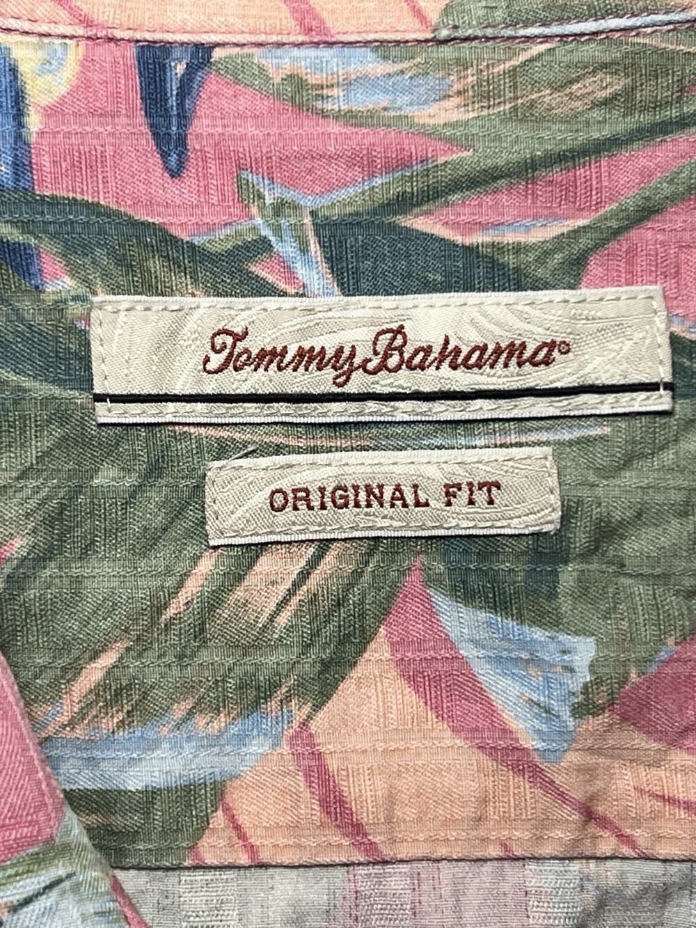 TOMMY BAHAMA Men's 2XL 100% Silk Hawaiian Loop Camp Shirt Red Tropical Floral